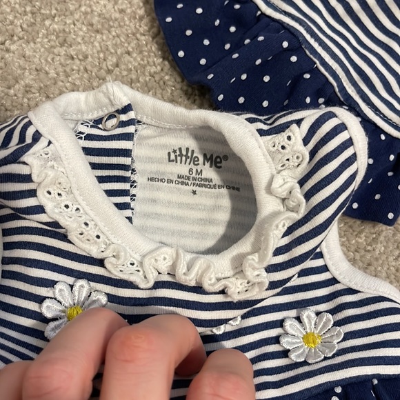 Little Me set, floral and polka dot with matching hat - so cute - Picture 2 of 2